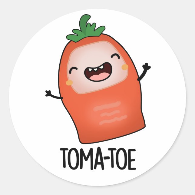 Sticker Rond Pun tomate amusant (Devant)