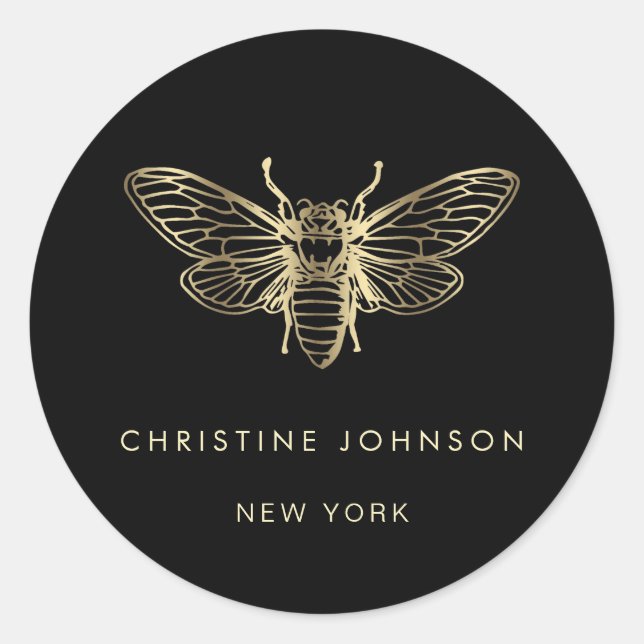 Sticker Rond punaise sur noir (Devant)