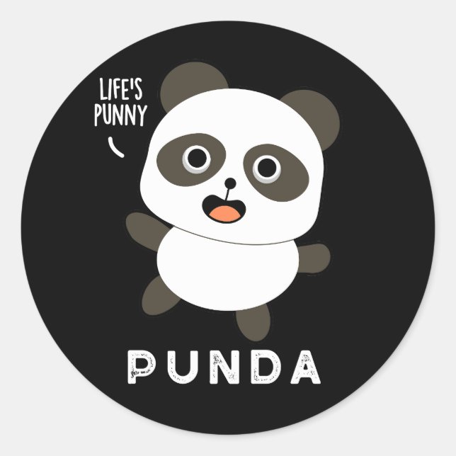 Sticker Rond Punda Funny Animal Panda Pun Dark BG (Devant)