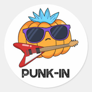 Sticker Rond Punk in Funny Punk Rock Citrouille Pun