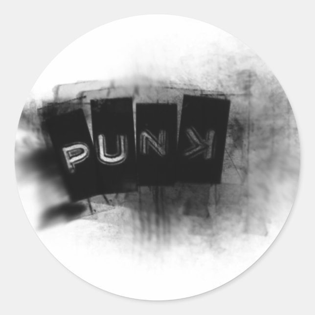 Sticker Rond Punk noir et blanc (Devant)