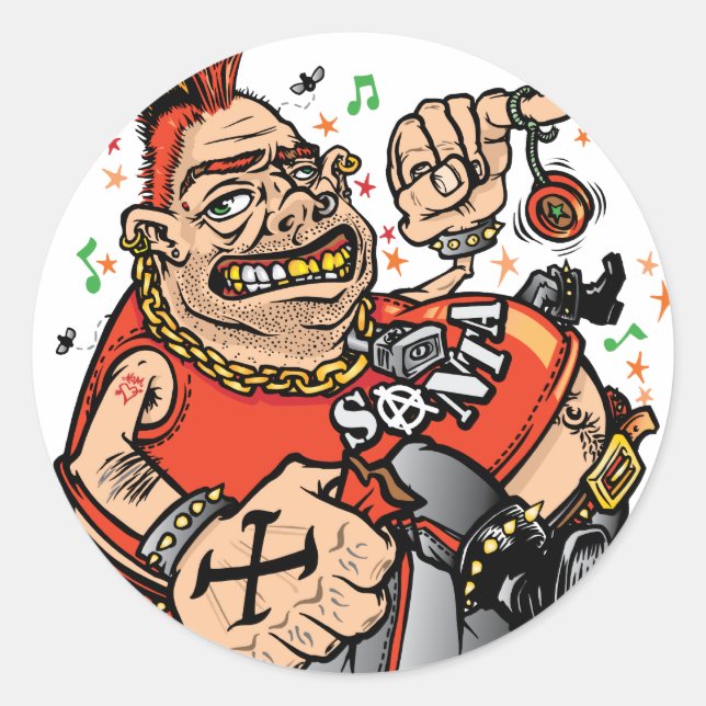 Sticker Rond Punk Père Noël (Devant)