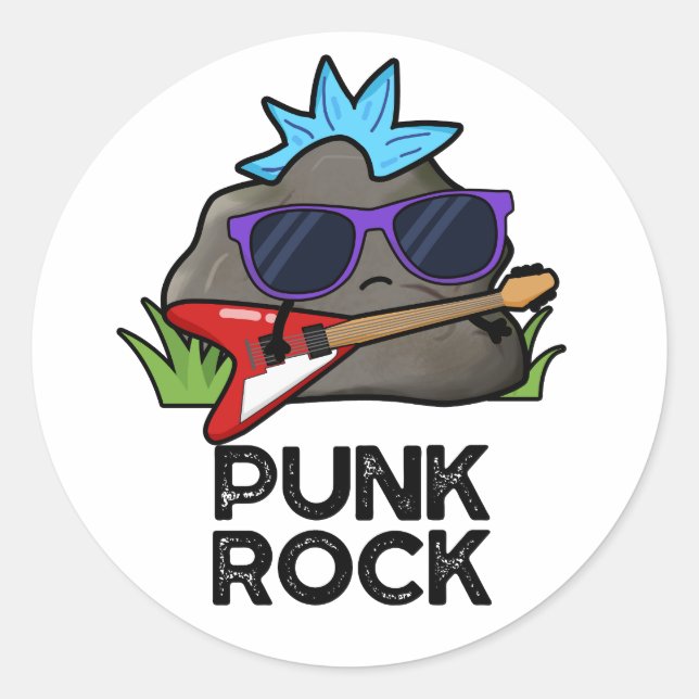 Sticker Rond Punk Rock Funny Music Pun  (Devant)