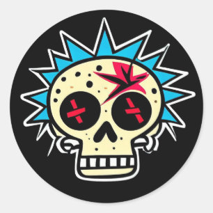 STICKER ROND 'PUNK SKULL'
