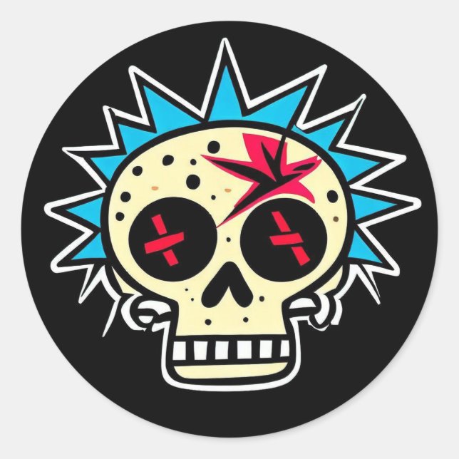 STICKER ROND 'PUNK SKULL' (Devant)
