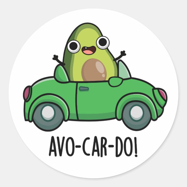 Sticker Rond Puns Avo-car-do Drôle Avocado (Devant)
