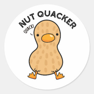 Sticker Rond Puns d'arachide amusants Quacker de noix
