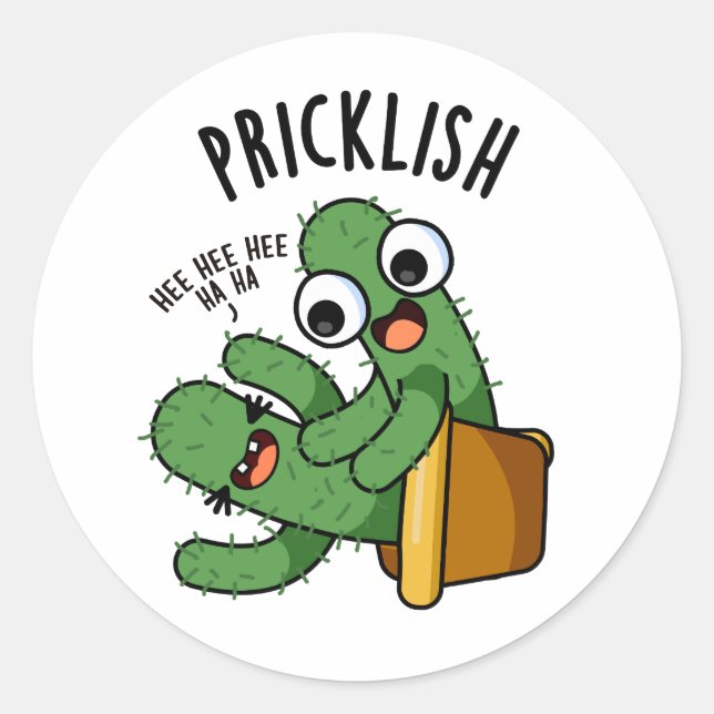 Sticker Rond Puns de cactus drôles et épineux  (Devant)