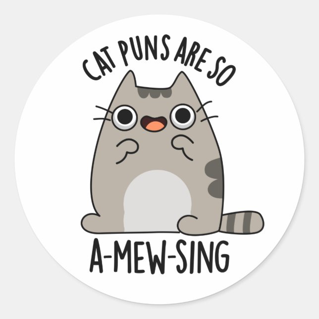Sticker Rond Puns de chat ARe So A-mew chanter drôle animal jeu (Devant)