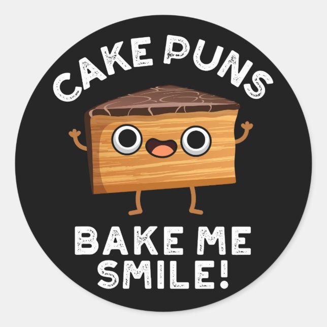 Sticker Rond Puns de gâteaux Bake Me Smile Drôle Pun de cuisson (Devant)