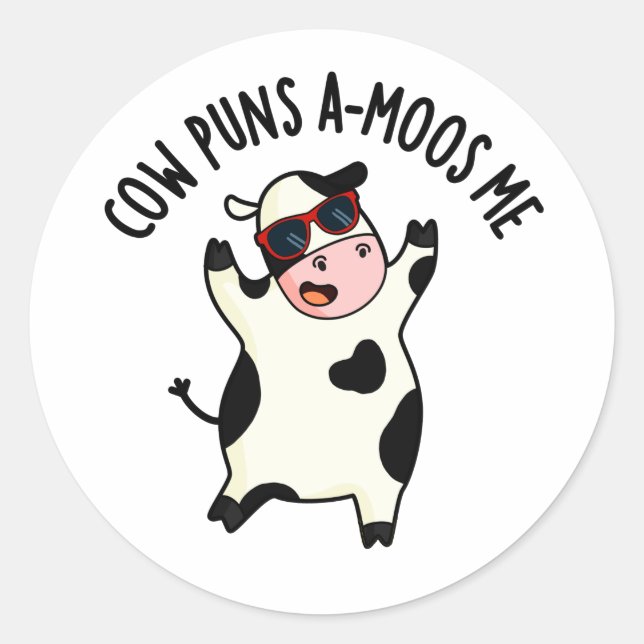 Sticker Rond Puns de vache Amoos Me Drôle Pun de vache (Devant)