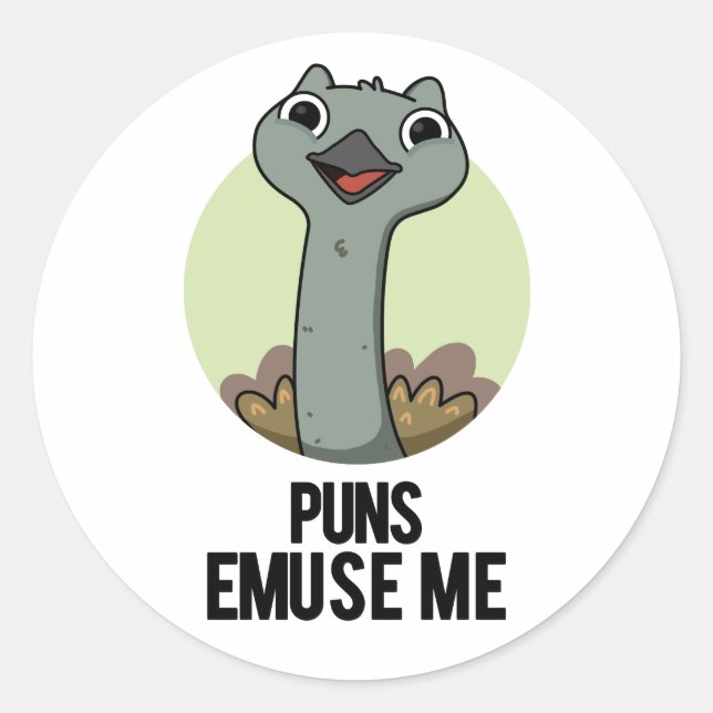 Sticker Rond Puns Emuse Me Drôle Emu Pun (Devant)