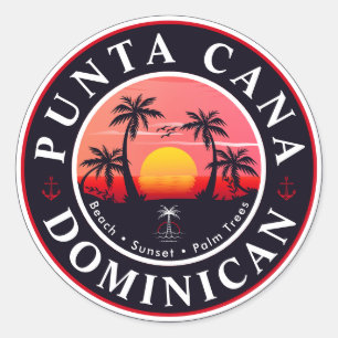 Sticker Rond Punta Cana Dominicaine Voyage Famille Vacances Cou