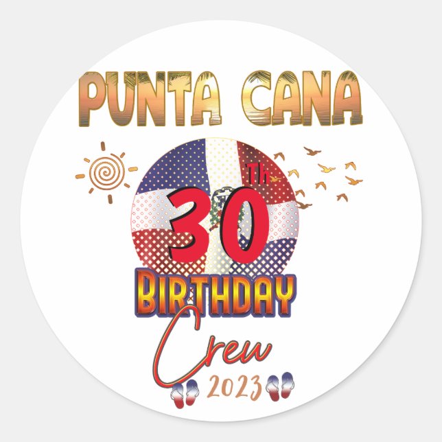 Sticker Rond Punta Cana Dominican Republic Birthday  (Devant)