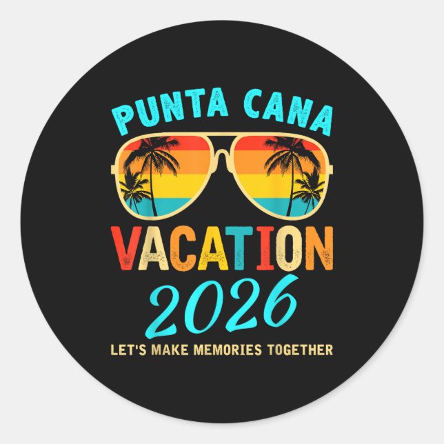 Sticker Rond Punta Cana Trip 2026 Beach Vacation Summer Hollida (Devant)
