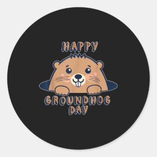 Sticker Rond Punxsy Phils Cute Jour de la marmotte 2 février Fê