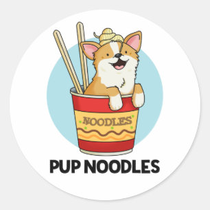 Sticker Rond Pup Noodles Funny Cup Noodles Pun