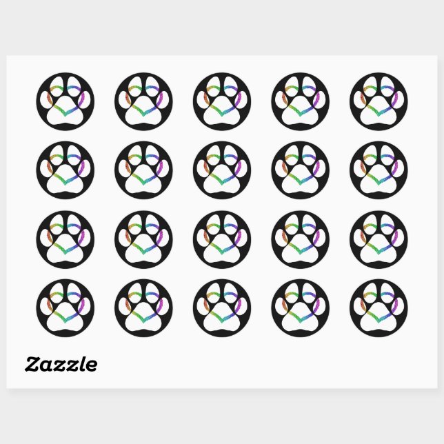 Sticker Rond PUPPY LOVE White (Feuille)