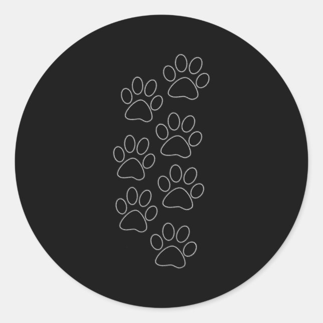 Sticker Rond Puppy Paws Dog Prints Dad Pup Mom Good Boy New Res (Devant)