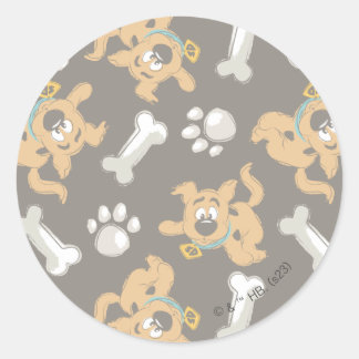 Sticker Rond Puppy Scooby-Doo Bone & Motif Empreinte de patte