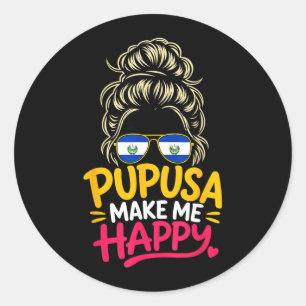 Sticker Rond Pupusa d'El Salvador Maman Fille Salvadorienne Pup