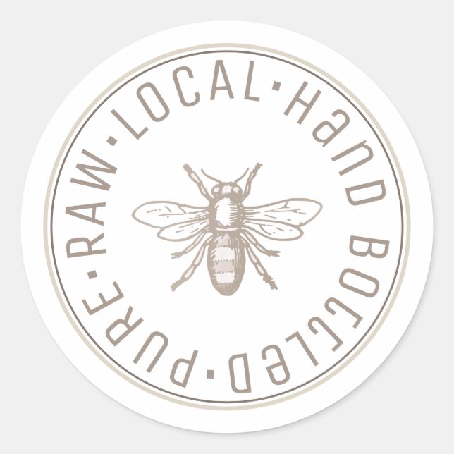 Sticker Rond Pure Cru Local Mains Emblème Taupe Miel (Devant)