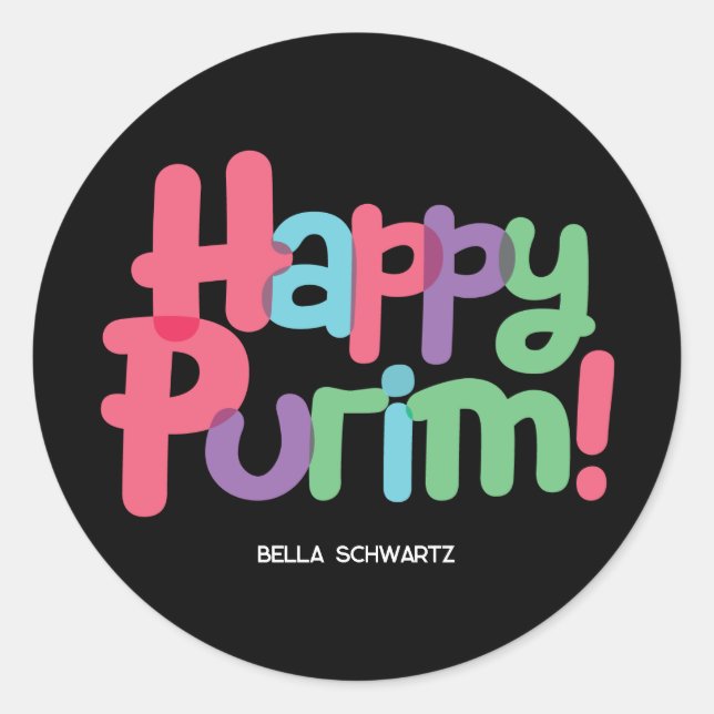 Sticker rond Purim amusant (Devant)