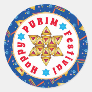 Sticker Rond Purim Festival Juifs cadeaux de vacances Hamantasc