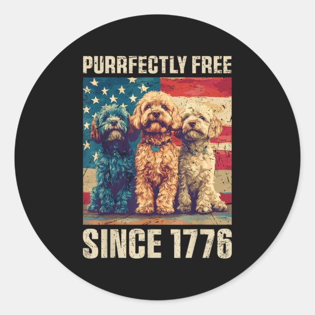 Sticker Rond Puriment Libre Fier Amoureux des chiens Cavapoo 4  (Devant)
