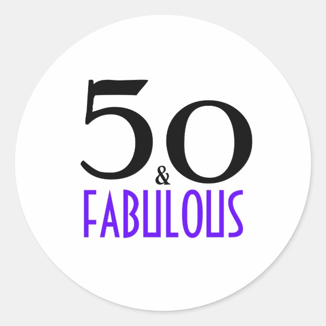 Sticker Rond Purple 50 et fabuleux 50e anniversaire Invitat (Devant)