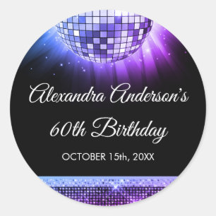 Sticker Rond Purple 60e anniversaire Disco Ball 70's