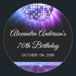 Sticker Rond Purple 70th Birthday Party 70's Disco Ball<br><div class="desc">Ajoutez une touche de glamour rétro à votre fête du 70e anniversaire avec notre Sticker Disco Ball 70's Purple 70th Birthday Party. Cet autocollant saisit l'essence de l'ère de la discothèque, ce qui en fait le choix parfait pour un billard à thème disco ou tout événement où vous voulez insuffler...</div>