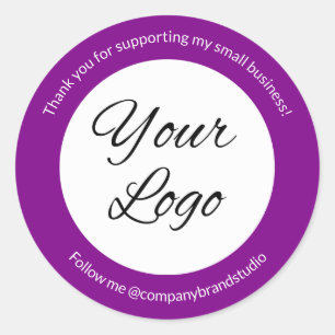 Sticker Rond Purple Ajouter un logo Petite entreprise Merci
