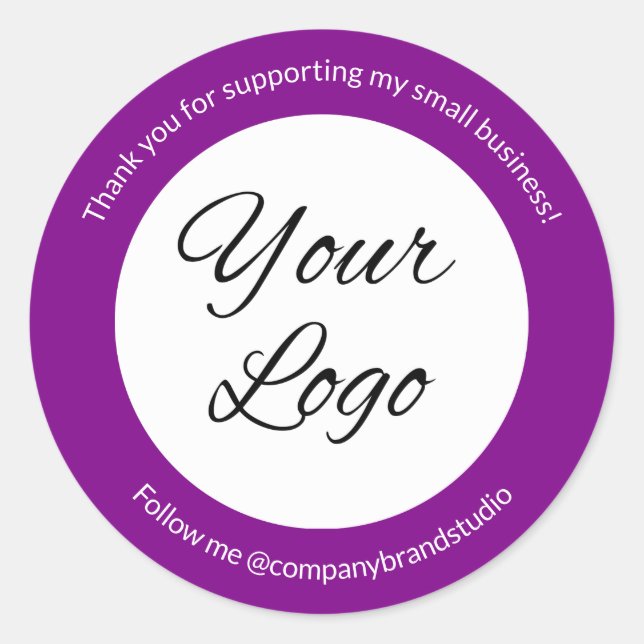 Sticker Rond Purple Ajouter un logo Petite entreprise Merci (Devant)
