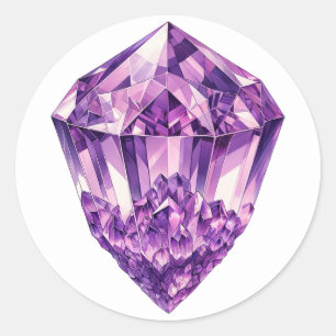 Sticker Rond Purple Améthyste Crystal Énergie métaphysique