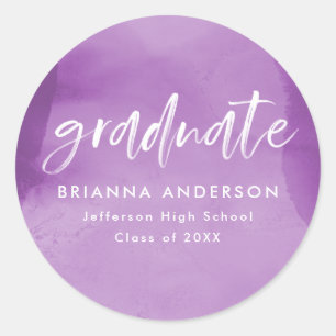 Sticker Rond Purple Aquarelle Laver Graduation