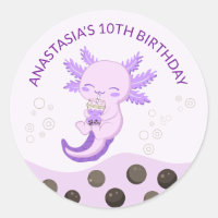 Purple Axolotl Bubble Milk Boba Tea Anniversaire