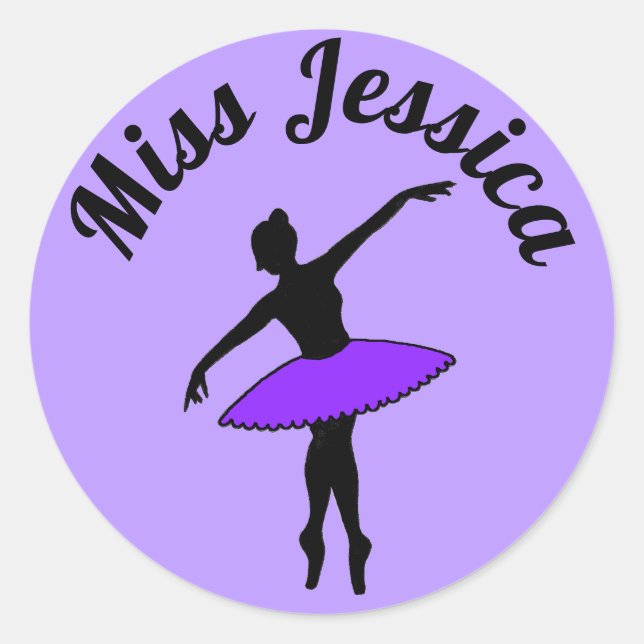 Sticker Rond Purple Ballerina Ballet Danse Enseignant Pointe Tu (Devant)