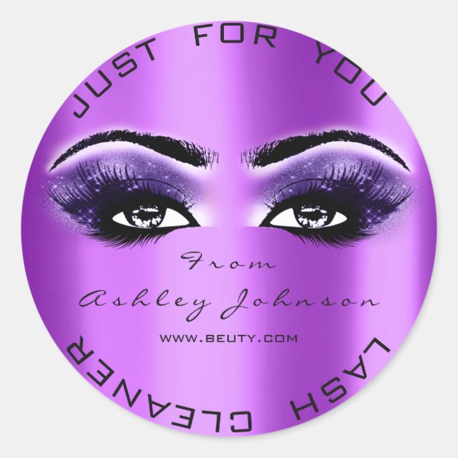 Sticker Rond Purple Beauté Parties scintillant Lashes Maquillag (Devant)