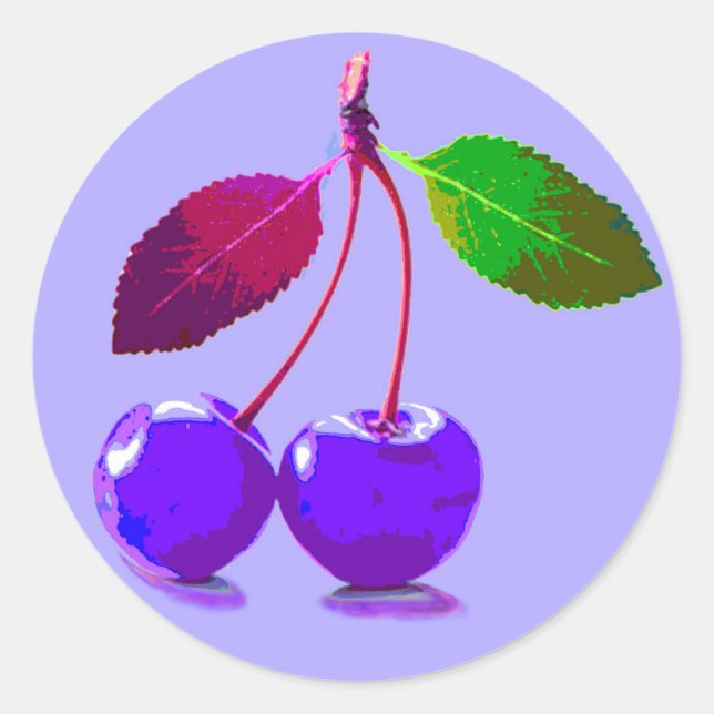 Sticker Rond Purple Cherry Pop Art (Devant)