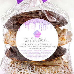 Sticker Rond Purple Cupcake Parties scintillant Drives Bakery C