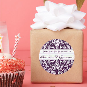 Sticker Rond Purple Damask Vintage Floral Wedding Faveurs
