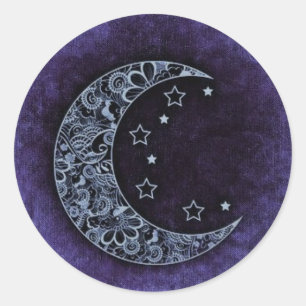 Sticker Rond Purple Denim Moon