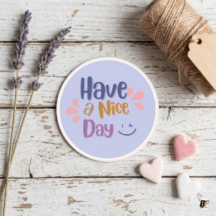 Sticker Rond Purple Doux Simple Vintage "Bonne Journée"