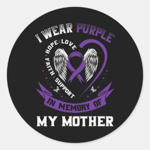 Sticker Rond Purple En Mémoire De Maman Mère Cancer Pancréatiqu