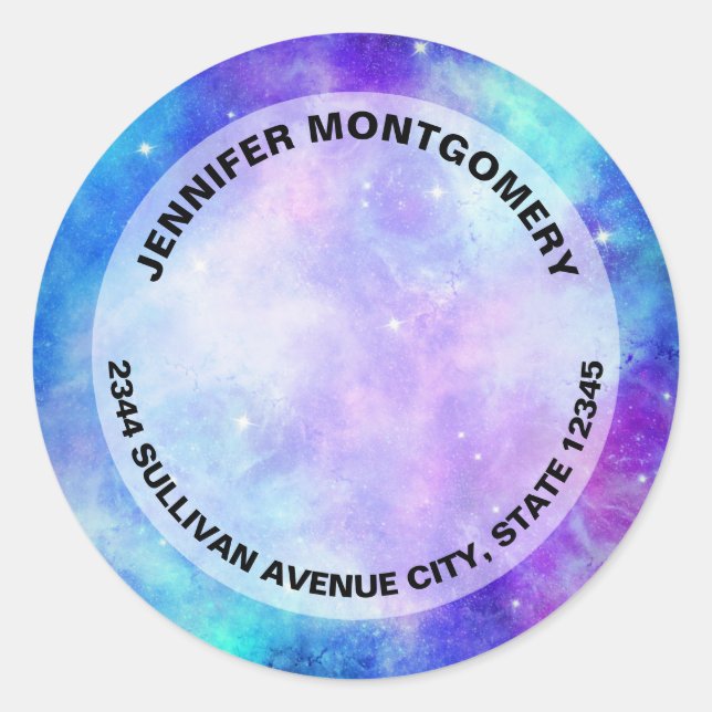 Sticker Rond Purple et Blue Galaxy Espace Adresse Abstraite (Devant)