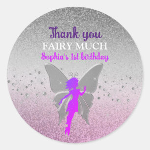 Sticker Rond Purple Fairy 1er anniversaire Merci