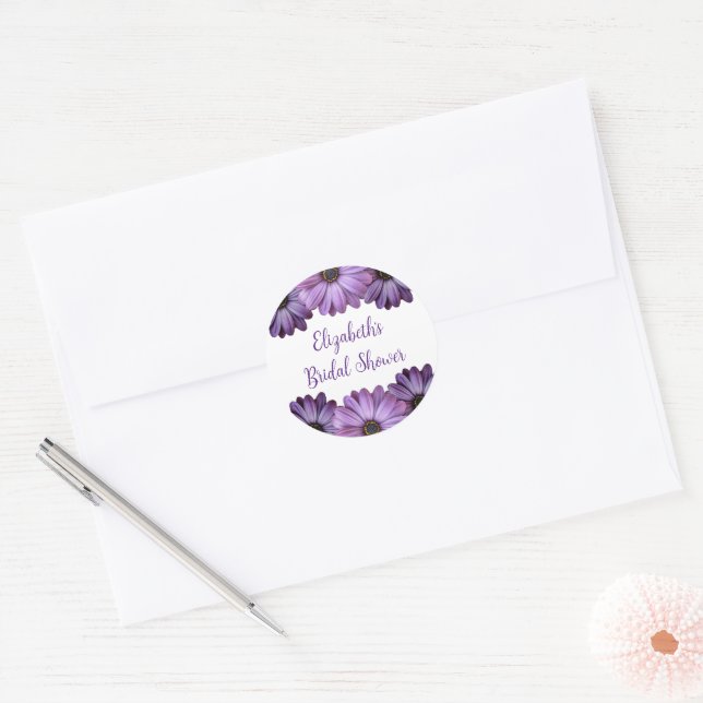 Sticker Rond Purple Floral Bridal Shower (Enveloppe)