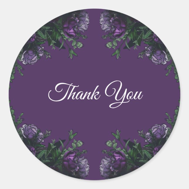 Sticker Rond Purple Floral Élégant Mariage gothique (Devant)