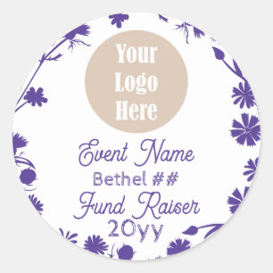 Sticker Rond Purple Flowers Job's Daughters Party Favor Logo
